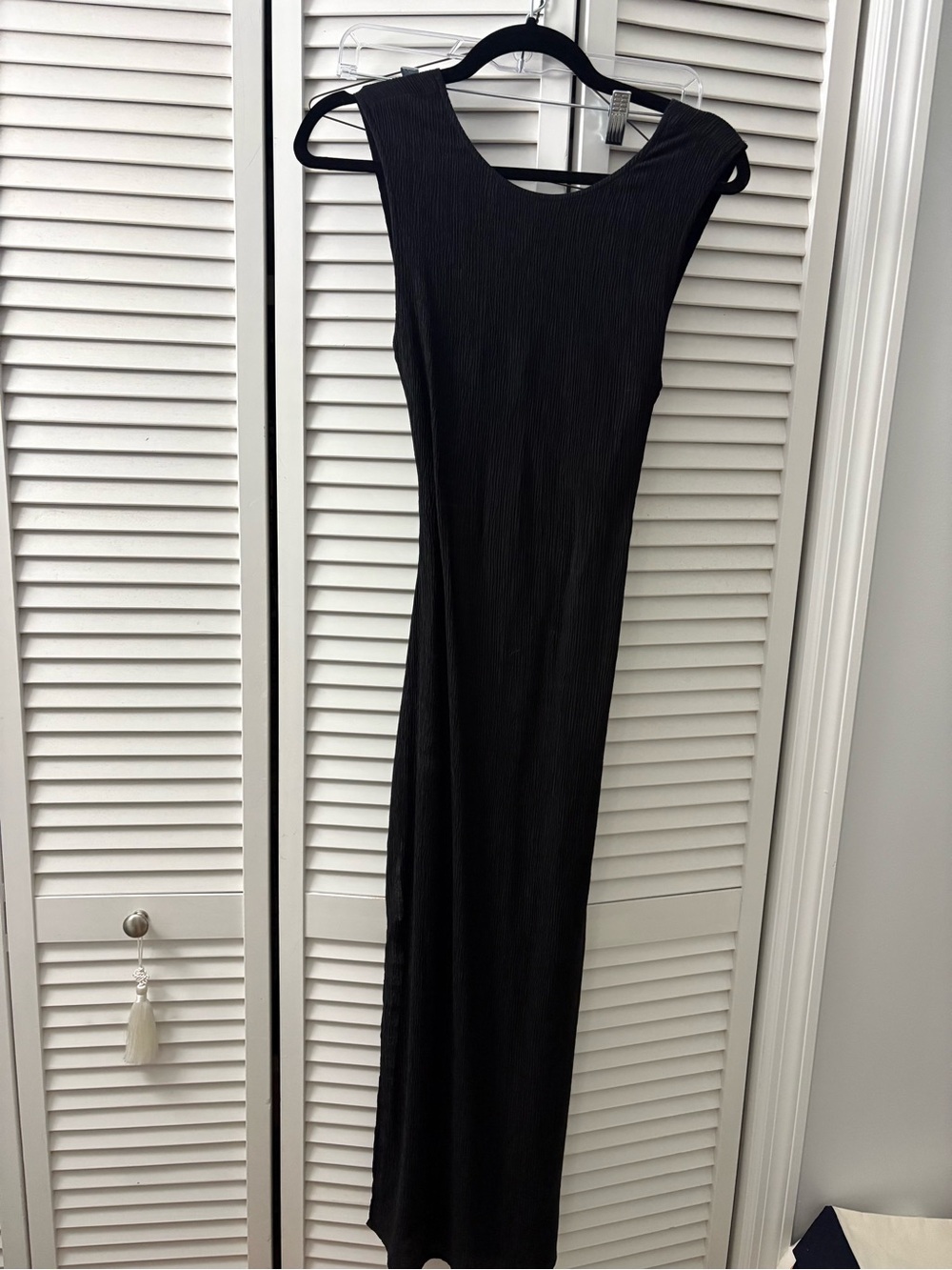 Reformation Sleeveless Black Maxi Dress with back cutout detail